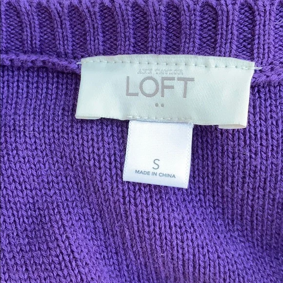 Loft Purple Short Sleeve Tie Waist Sweater Dress - Picture 7 of 9